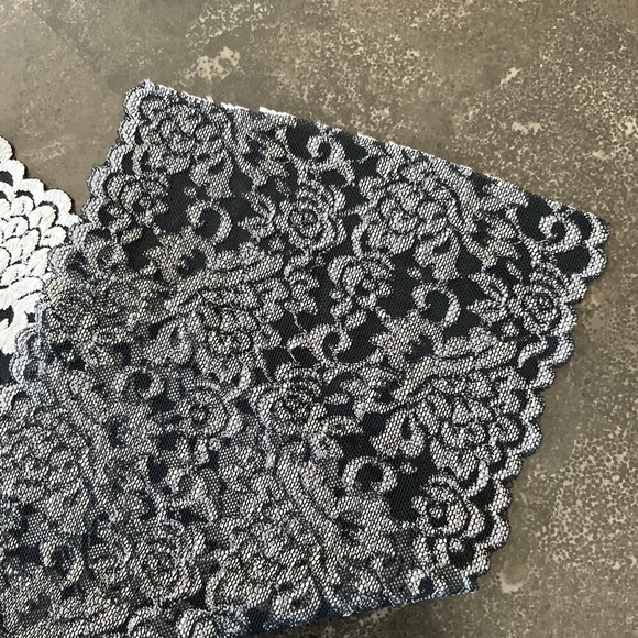 3 yards black & white stretch lace embroidered floral apparel fabric trim - Picture 5 of 7